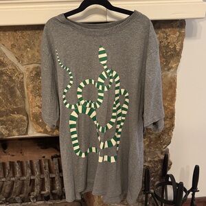 ClareV T-Shirt with Green and White Snake Design